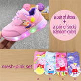 Peppa Pig Children Shoes Light Girl Led Shoes Kids Sneakers Cartoon Casual Toddler Peppa Shoes Infant Baby Outdoor  Buckle Shoes