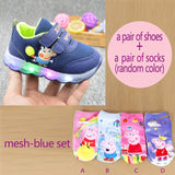 Peppa Pig Children Shoes Light Girl Led Shoes Kids Sneakers Cartoon Casual Toddler Peppa Shoes Infant Baby Outdoor  Buckle Shoes