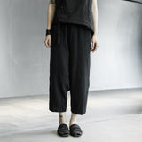 [EAM] High Elastic Waist Balck Back Buckle Linen Harem Trousers New Loose Fit Pants Women Fashion Tide Spring Summer 2020 1X019