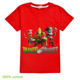 Children T shirts Plants Vs Zombies Wars Boys Clothing Cartoon Game Pattern Boys Clothes Kids O-Neck T-shirt Summer Minecrafting