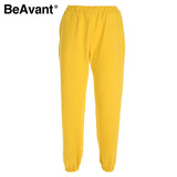 BeAvant Women Jogger Pants White Sweatpants Casual High Waist Sweatpants for women 8 color Black Loose Gym Workout Trousers 2020