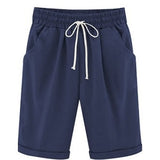 Plus Size Shorts Women Summer Casual Loose Ladies Drawstring Elastic Waist Thin short femme Oversized S-8XL spodenki damskie