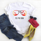 Women Shirt Summer Resting Beach Face Cute Fashion Graphic Printed Ladies Kawaii Womens Clothes Tee Top Tshirt Female T-shirt