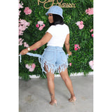 ChocoMist Bottom Casual Tassels Design Casual Denim Shorts S3778