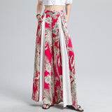 Plus size female bohemian printed wide-leg pants 2020 summer casual retro wide-leg pants elastic waist was thin draped trousers