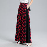 Plus size female bohemian printed wide-leg pants 2020 summer casual retro wide-leg pants elastic waist was thin draped trousers