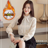 2019 Autumn Winter Fashion Lace Blouse Long Sleeve ruffless Floral Lace Shirt Womens Tops and blouses Elegant Plus Size Tops