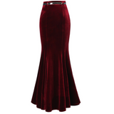 S-5XL!velvet trumpet skirt women spring autumn high waist package hip ol mermaid long skirt