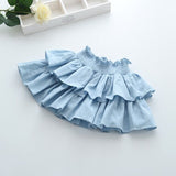 Girls' Summer Denim Skirts Pant Inside Girls Cake Short Skirts Pettiskirt Pants Tutu Ruffles Fashion Sweet Kids Girls Bottoms