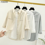 Womens Blouses Shirts Summer Tops Thin Solid Half Sleeve Loose Sun Protection Clothes Outwear 2020