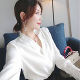 Women's Spring Summer Style Chiffon Blouses Shirt Women's Solid Color V-Neck Long Sleeve Casual Lace Patchwork Tops DD8638