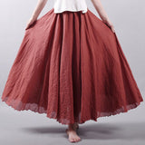 New Spring Summer Boho Women's Solid Long Skirts Casual Beach Maxi Skirt Jupe Femme Midi White Saia Faldas