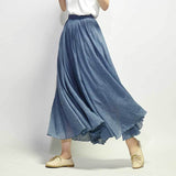 New Spring Summer Boho Women's Solid Long Skirts Casual Beach Maxi Skirt Jupe Femme Midi White Saia Faldas