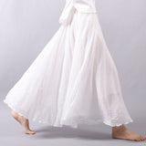 New Spring Summer Boho Women's Solid Long Skirts Casual Beach Maxi Skirt Jupe Femme Midi White Saia Faldas
