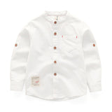 Baby Boy Collar Shirt British Children Solid Cotton Tops New Long Sleeve School Blouse Kid Clothes White Shirts for Toddler Boys
