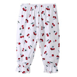Fashion Girls Pants Summer Children Girls Cotton Linen Flower Printed Casual Pants Child Trousers Kids Bloomers Cool Baby Wear