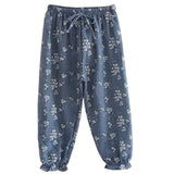 Fashion Girls Pants Summer Children Girls Cotton Linen Flower Printed Casual Pants Child Trousers Kids Bloomers Cool Baby Wear