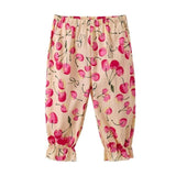 Fashion Girls Pants Summer Children Girls Cotton Linen Flower Printed Casual Pants Child Trousers Kids Bloomers Cool Baby Wear