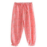 Fashion Girls Pants Summer Children Girls Cotton Linen Flower Printed Casual Pants Child Trousers Kids Bloomers Cool Baby Wear