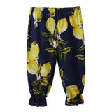 Fashion Girls Pants Summer Children Girls Cotton Linen Flower Printed Casual Pants Child Trousers Kids Bloomers Cool Baby Wear