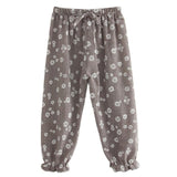 Fashion Girls Pants Summer Children Girls Cotton Linen Flower Printed Casual Pants Child Trousers Kids Bloomers Cool Baby Wear