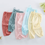 New Spring Summer Kids Leggings Boys Girls Thin Anti Mosquito Pants Candy Color Cotton Bloom Pants Trousers Baby Pajama Clothing